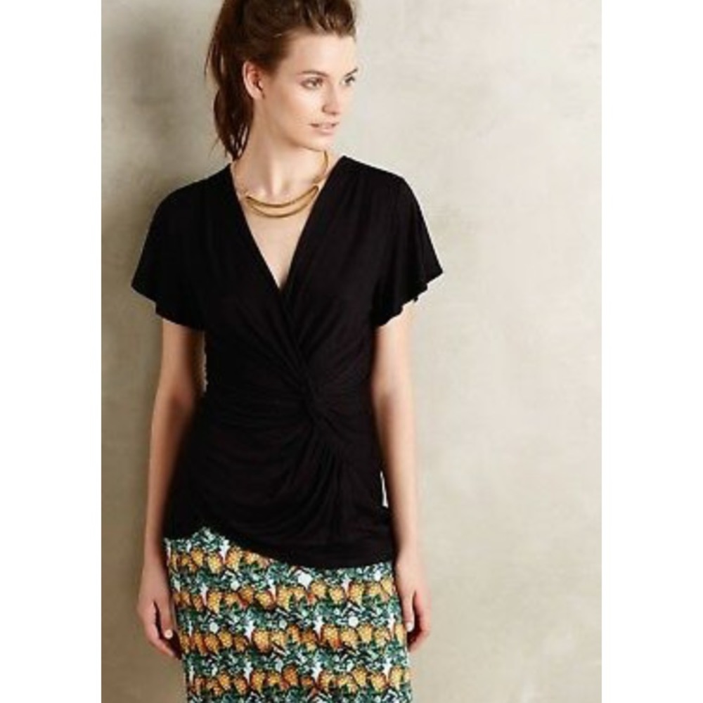 Anthropologie Deletta Knot Twist Black Top
